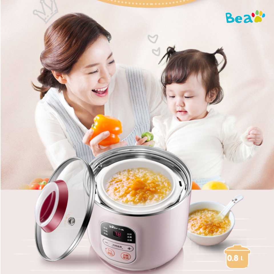 [Mã ELHADEV giảm 4% đơn 300K] Nồi ninh hầm cách thủy nấu cháo Bear DDZ-B08E1