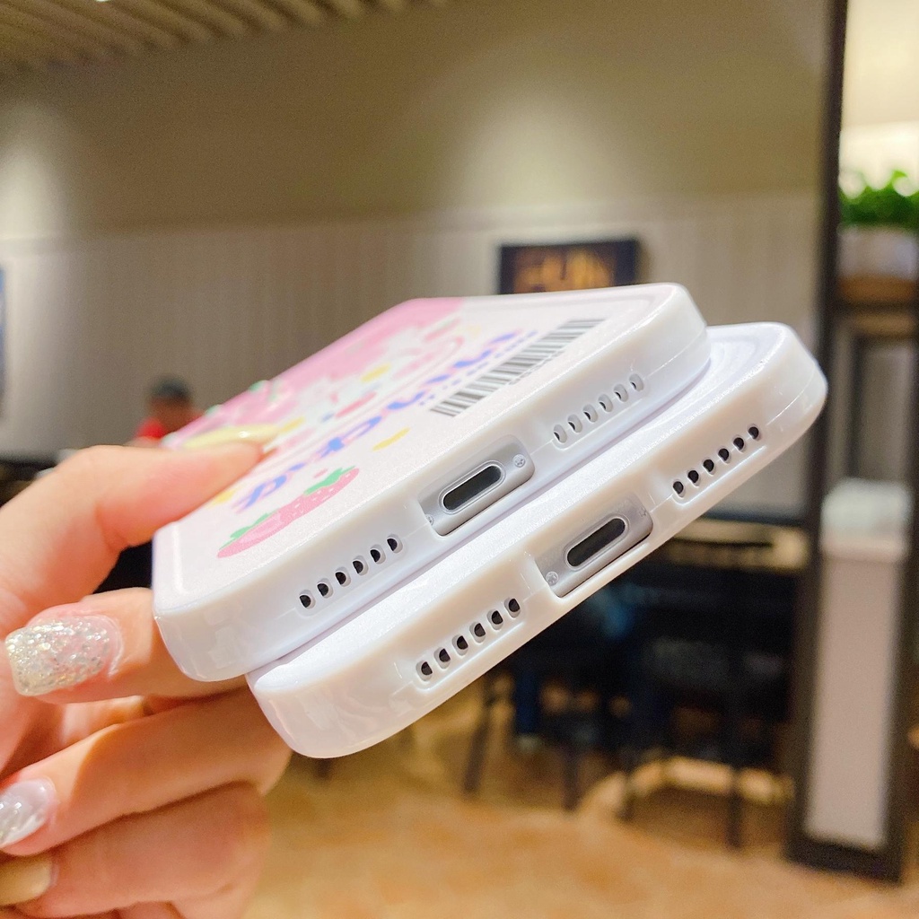 Ốp Điện Thoại Silicon Tpu Mềm Siêu Mỏng Bảo Vệ Toàn Diện Họa Tiết Dâu Tây/Thỏ/Gấu Cho iPhone 13 12 mini 11 Pro XS Max X XR 8 7 Plus