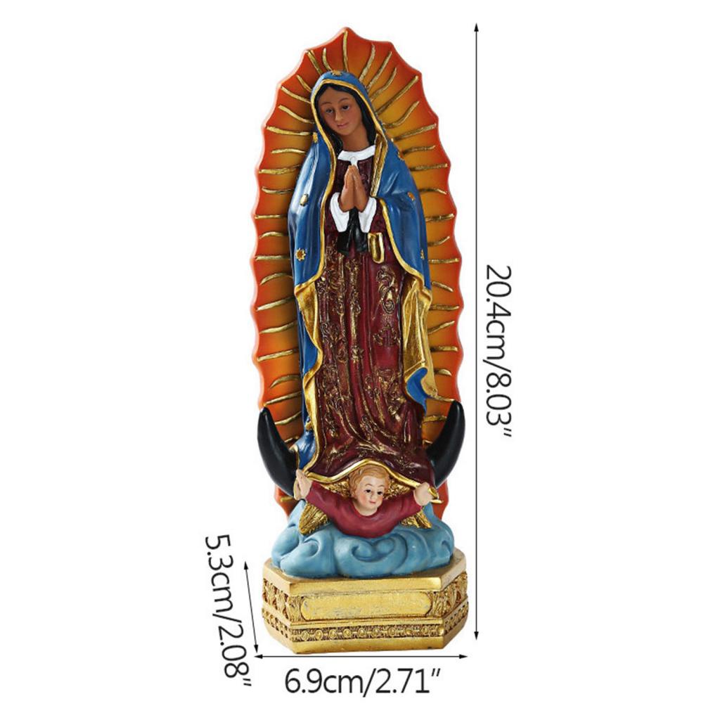Tượng Điêu Khắc Hình Đức Mẹ Guadalupe Virgin Mary Kích Thước 8 "Tinh Tế Trang Trí Giáng Sinh