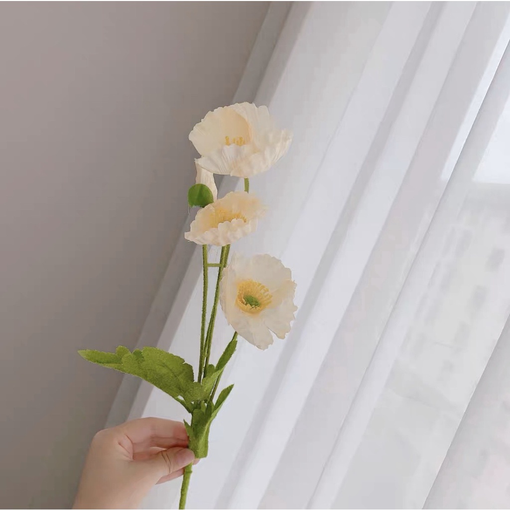 Hoa lụa Poppy Heodecor HL014,giống thật 99%,hoa lụa cao cấp decor