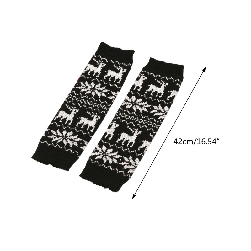 Xiangbao Vỏ Bọc Đầu Gối Dệt Kim Giữ Ấm Chân Hình Bông Tuyết Tuần Lộc Giáng Sinh Cho Nữ