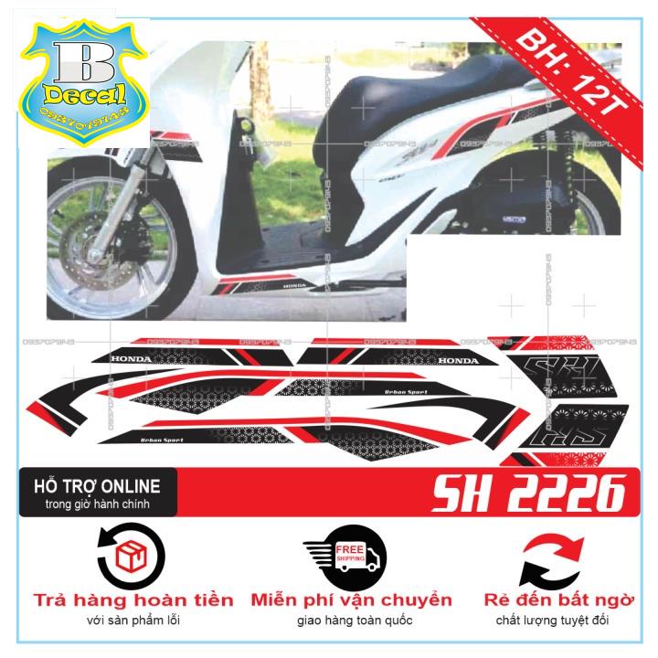 ( Quí khách vui lòng mang ra tiệm cho thợ dán ) Tem SH 2020 TRẮNG ĐỎ CÓ BỬNG [Bi Decal]
