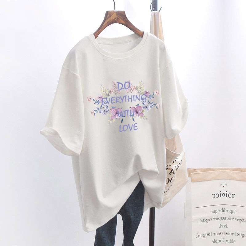 NRVP Áo thun ngắn tay dáng rộng kiểu Hàn Quốc thời trang mùa hè 2021 cho nữ