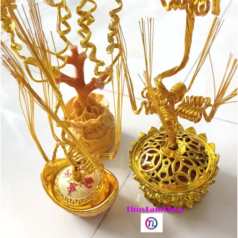 Gốc cây túi tiền đế đúc 15 nhánh làm cây cành vàng lá ngọc