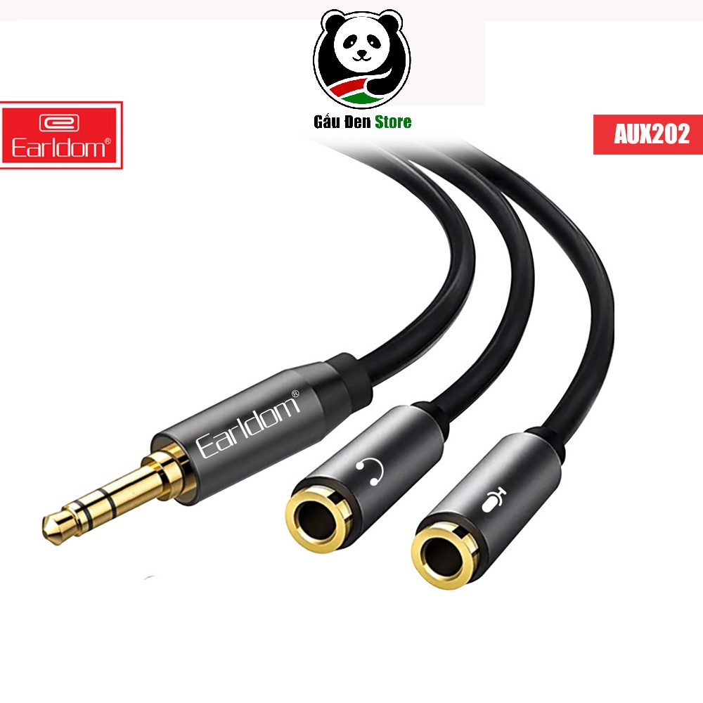 Cáp Chia Audio 3.5mm ra 2 đầu 3.5mm Loa và Mic Earldom AUX202