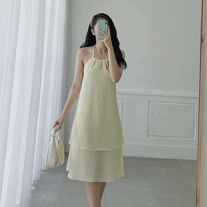 YU CHERRY | Đầm nữ cổ yếm 2 lớp hở lưng Backless Yem Dress YD132