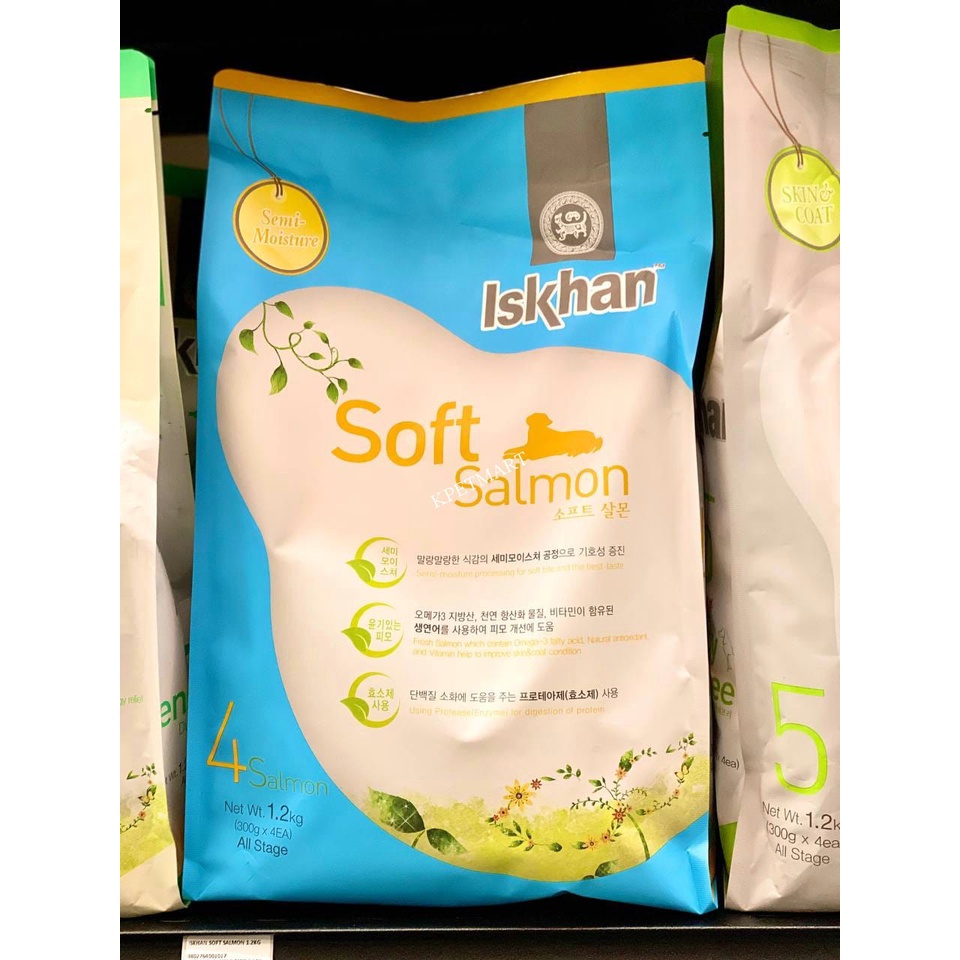 Thức ăn hạt mềm cho chó vị cá hồi Iskhan Soft Salmon túi 1.2kg