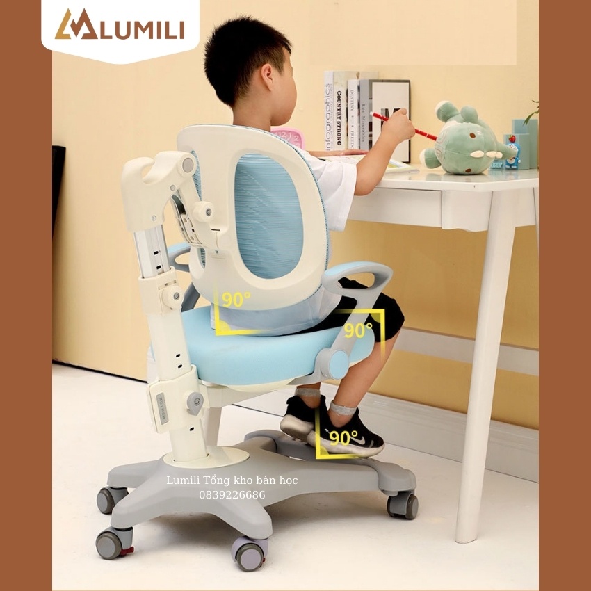 Ghế chống gù công thái học cao cấp Lumili DS01 mới, thiết kế thông minh chống cong vẹo cột sống tạo tư thế ngồi chuẩn