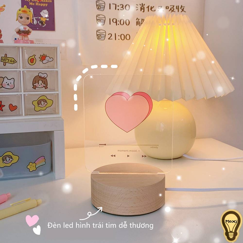 Đèn led hình trái tim làm đèn decor  phòng ngủ để bàn, quà sinh nhật, lễ tình nhân valentine phong cách Hàn Quốc .