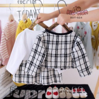 Sét váy dạ kẻ cho bé xinh