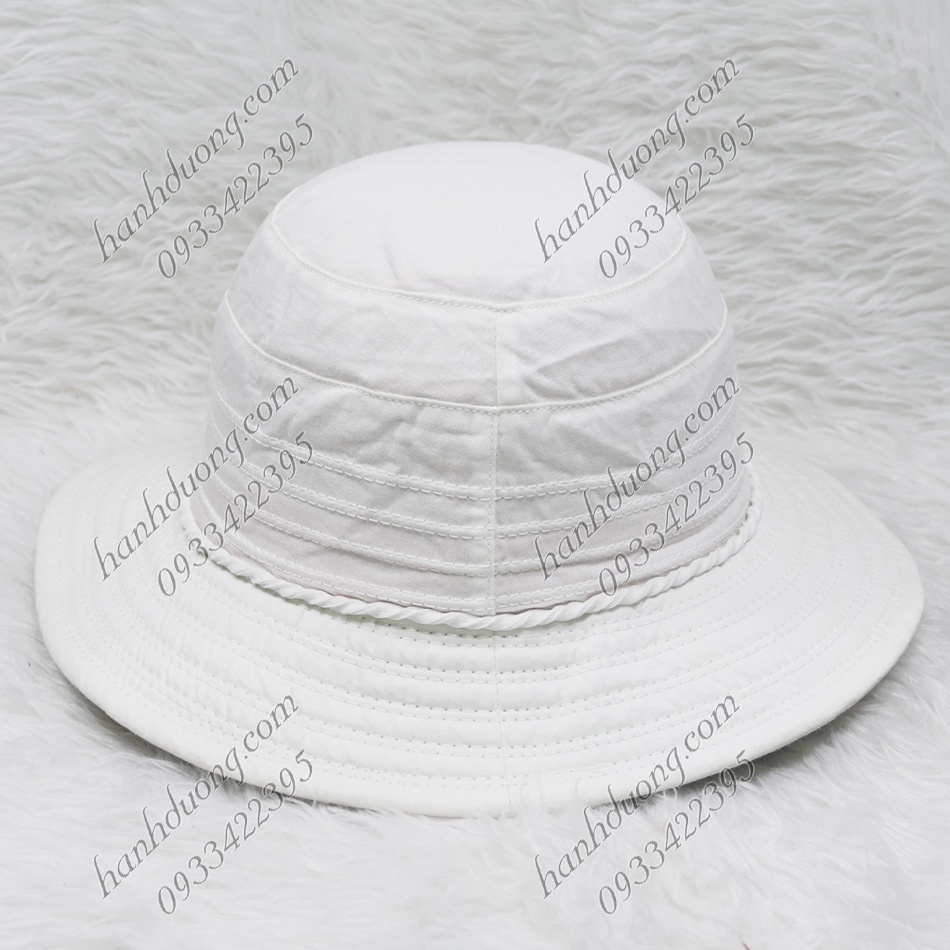 Nón bo vành rộng 7cm mũ tai bèo vành tròn gắn nơ rích rắc, vải cotton cao cấp của AT phù hợp cho nữ