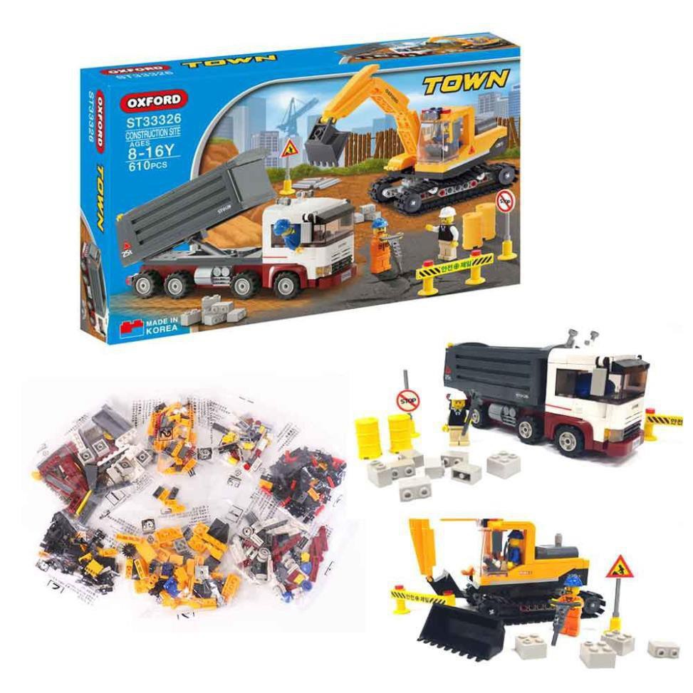 Bộ Lego Xe Công Trình - Đồ Chơi Xếp Hình Xe Tải Lego Công Trường Oxford ST33326 gồm 610 Mảnh An Toàn Cho Trẻ Em