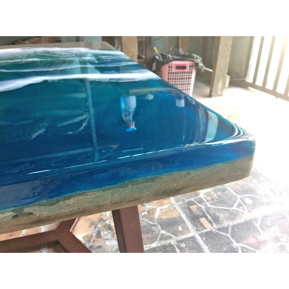 Bàn gỗ nghệ thuật epoxy resin, mặt bàn epoxy sóng biển