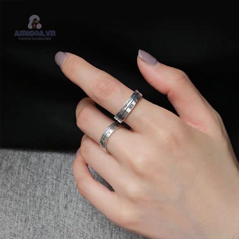 Nhẫn Kỹ Thuật Số La Mã Phong Cách Retro Cho Nam Và Nữ