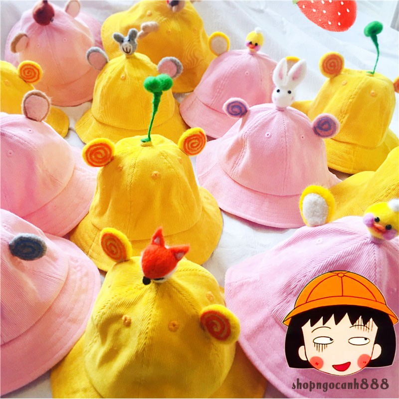 Mũ Nón Maruko 3D Rộng Vành Nhiều Kiểu Mầm Cây Bucket Hat Ulzzang Kaki Nhung Siêu Cute ^^