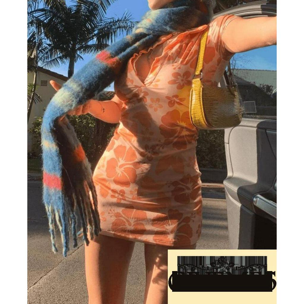 Đầm Ngắn Tay In Họa Tiết Hoa / Bướm Gợi Cảm Cho Nữ