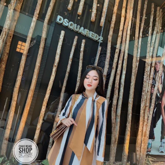 Đầm Sọc Nơ Xinh Dạo Phố Hàng QC