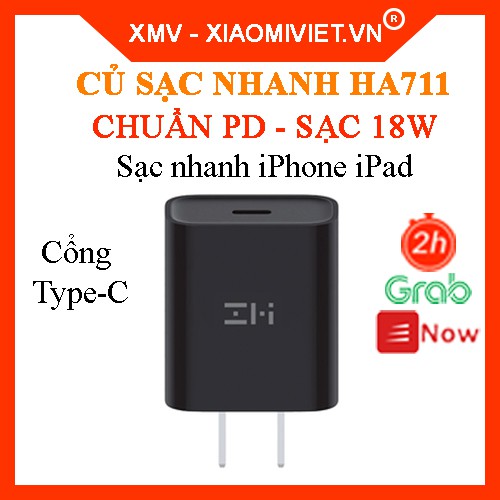 Cốc sạc/Củ sạc nhanh Xiaomi Zmi 18W HA612/HA711 - Hàng chính hãng