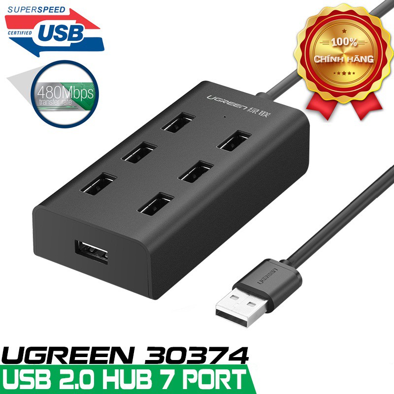 [Mã ELFLASH5 giảm 20K đơn 50K] Hub USB 2.0 7 Cổng Cao Cấp Ugreen 30374