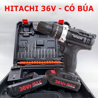 Máy Khoan Pin Hitachi 36v có búa kèm 2 pin chuẩn 5 cell
