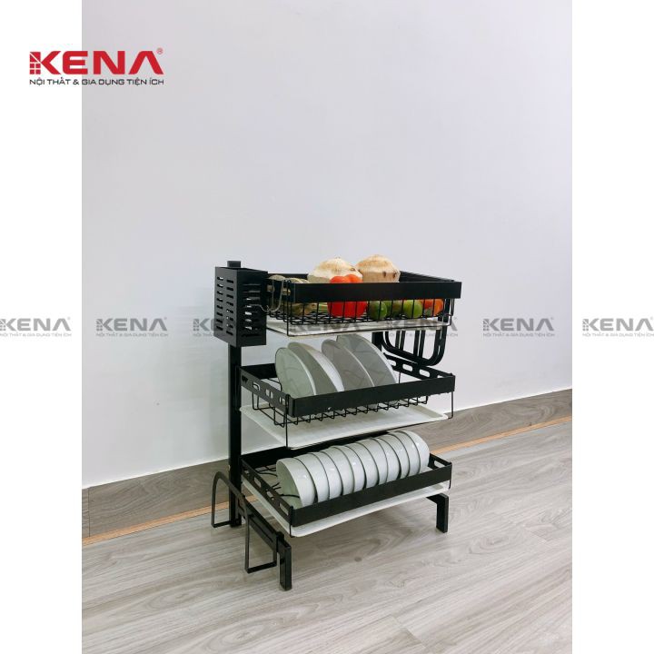 Kệ úp chén bát 3 tầng kèm khay hứng nước tiện ích KENA KN135-3 Hàng Việt Nam chất lượng cao