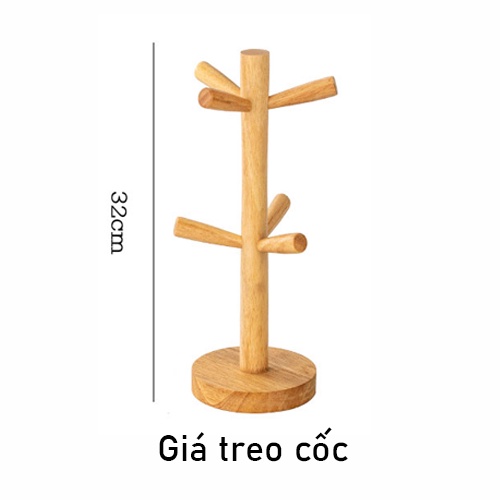 Bộ bình thủy tinh chịu nhiệt Vân sần quai vàng 2000ml, 1500ml + 6 cốc + giá treo + khay gỗ tre