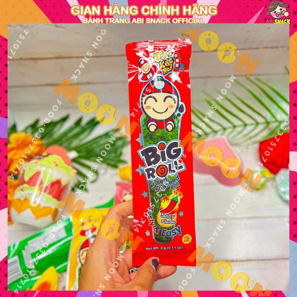 Combo 5 cây snack Rong Biển Nướng Giòn Tao Kae Noi Big Roll Vị Mới Xúc Xích/Phô Mai/Cay/Truyền Thống/Mực
