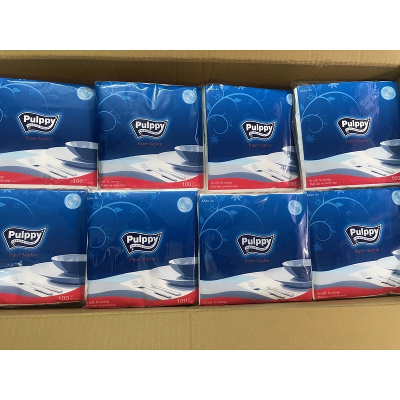[HỎA TỐC] Khăn giấy vuông Pulppy khổ lớn 33 x 33 cm mềm mịn 100 tờ - HTpaper
