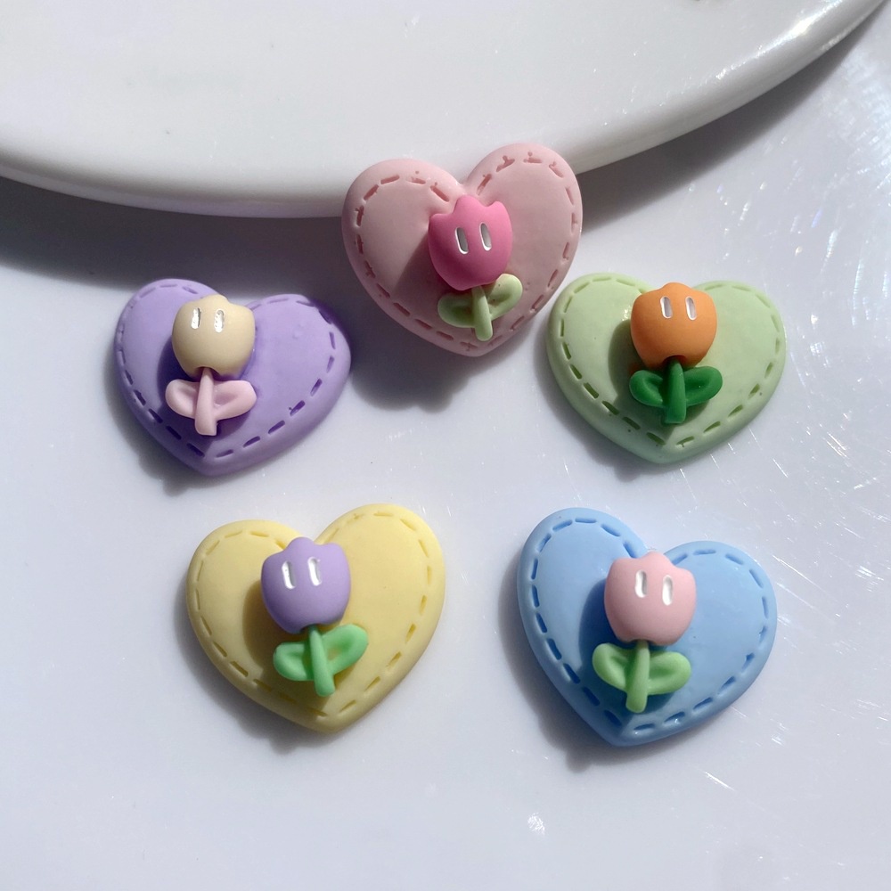 Phụ Kiện Trang Trí Hình Hoa Tulip Bằng Nhựa DIY Dành Cho Trang Trí Điện Thoại/ Giày Dép