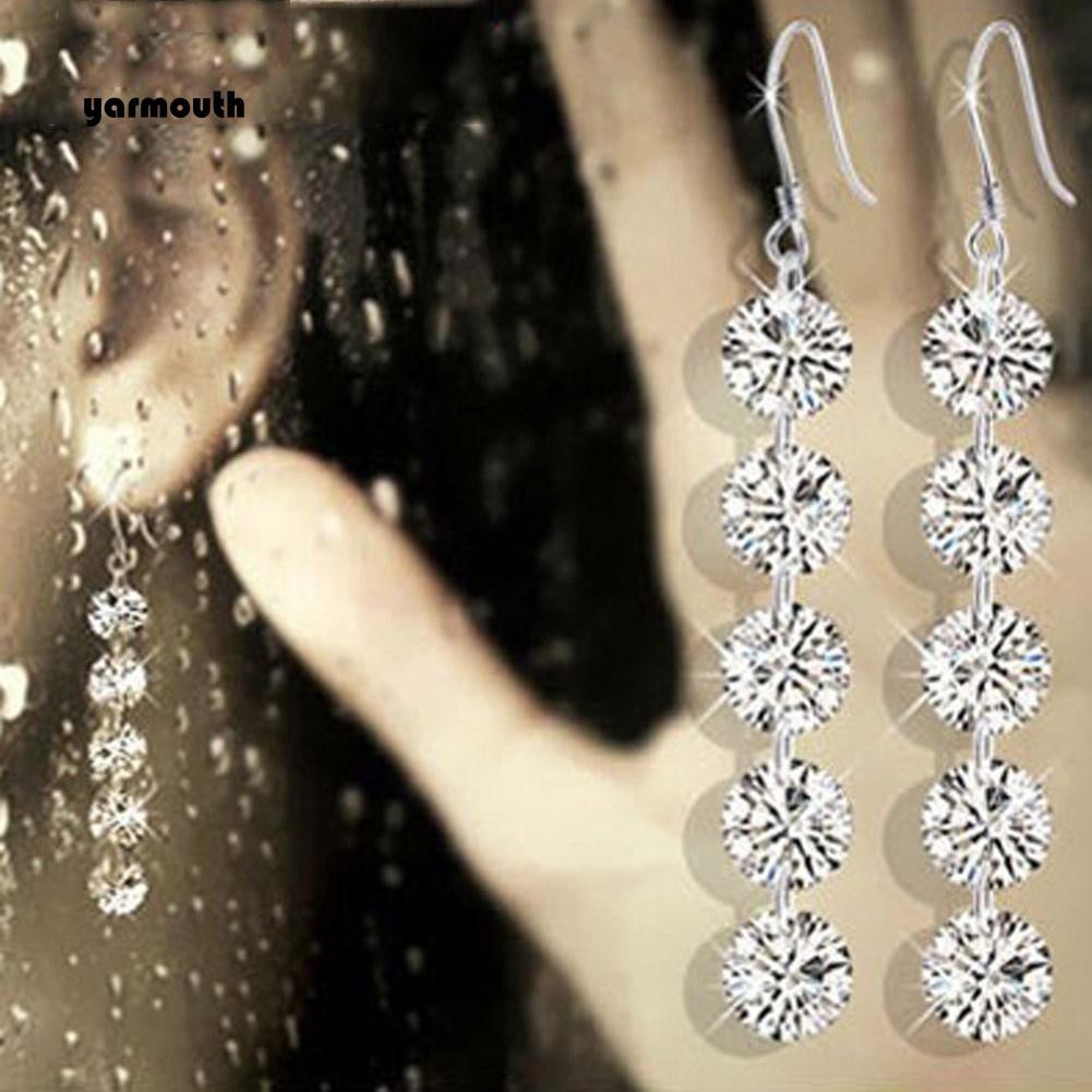 Hoa Tai Dáng Dài Đính Đá Nhân Tạo Thời Trang