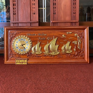 Tranh đồng hồ gỗ hương 48 x 108cm