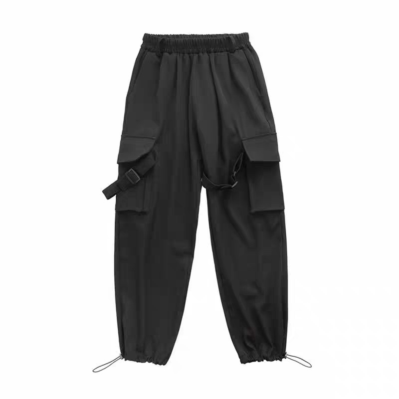 Quần Jogger Kaki Cargo Phối Dây Đeo Unisex