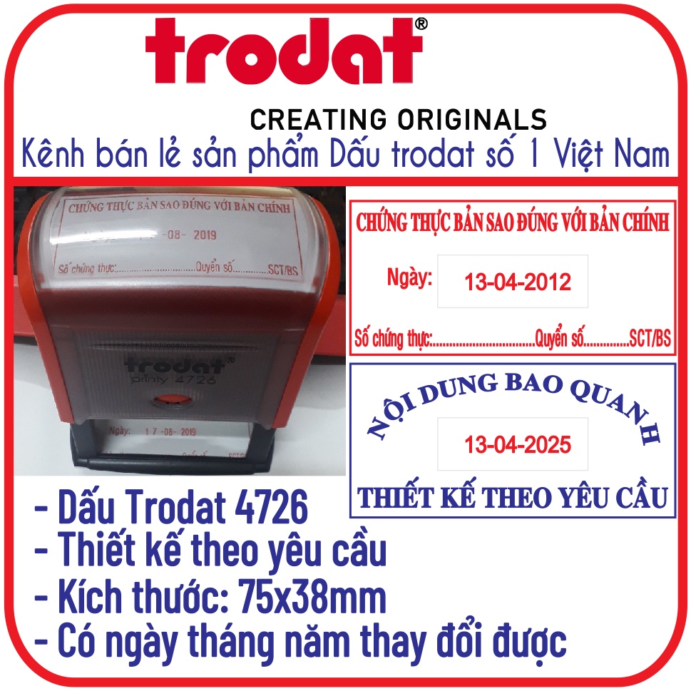 Khắc dấu chứng thực có ngày tháng năm xoay được theo yêu cầu