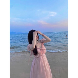 Váy maxi hai dây trễ vai dài điệu nàng thơ say đắm đi biển, chụp ảnh