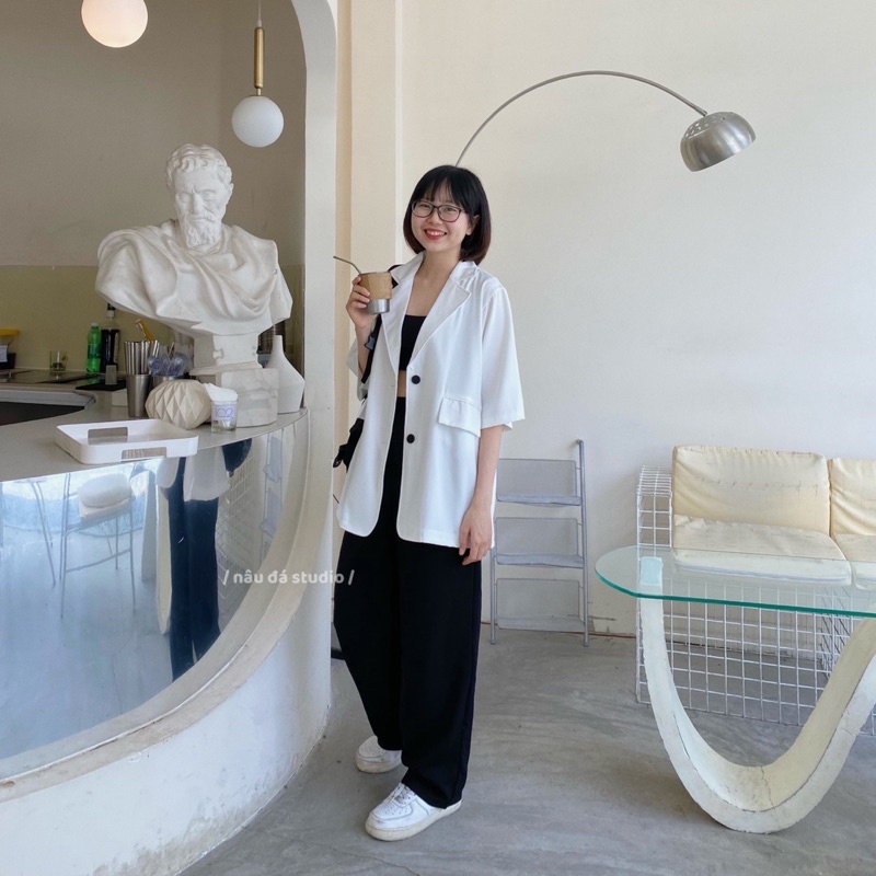 BLAZER NGẮN TAY HÀN QUỐC (ảnh thật) - NÂU ĐÁ STUDIO. | BigBuy360 - bigbuy360.vn