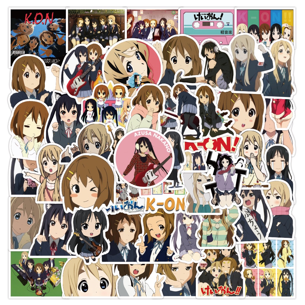 Y&P| Hình Dán Chống Nước K-ON! Nhật Bản Anime Mũ Bảo Hiểm Máy Tính Xách Tay Hành Lý Dán Thiết Lập, 50 tờ