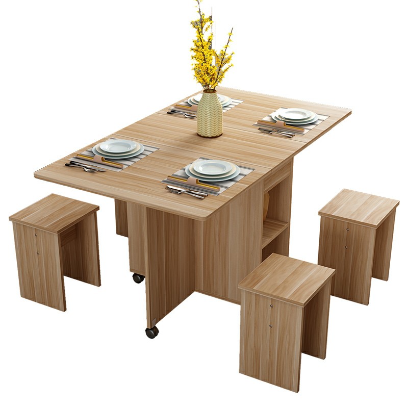 [𝐒𝐢𝐞̂𝐮 𝐒𝐚𝐥𝐞]  Bàn ăn thông minh gấp gọn gỗ MDF kèm ghế cao cấp hiện đại | BigBuy360 - bigbuy360.vn