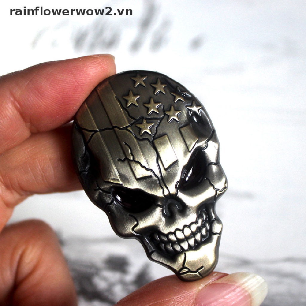 FENDER Tấm Chắn Bùn Kim Loại Hình Đầu Lâu 3D Trang Trí Xe Hơi