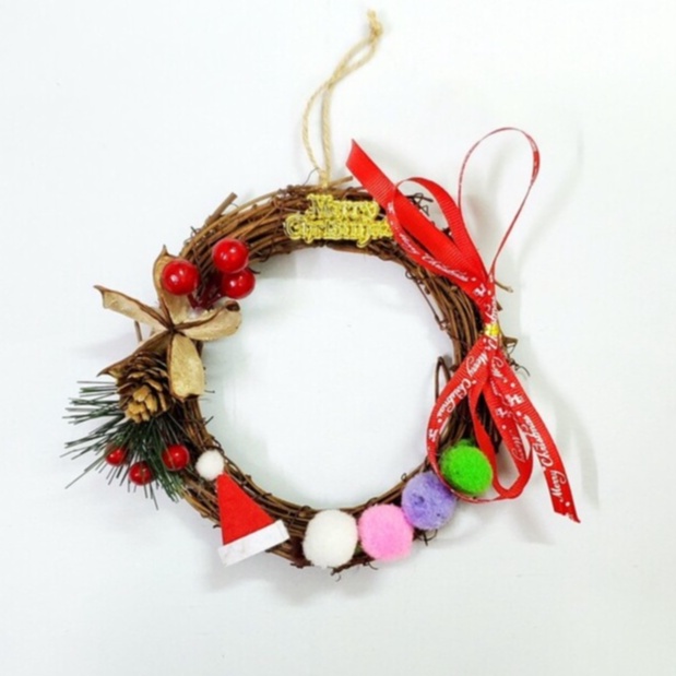 Vòng Hoa Noel VN01 15cm Vòng Nguyệt Quế Giáng Sinh Có Đèn