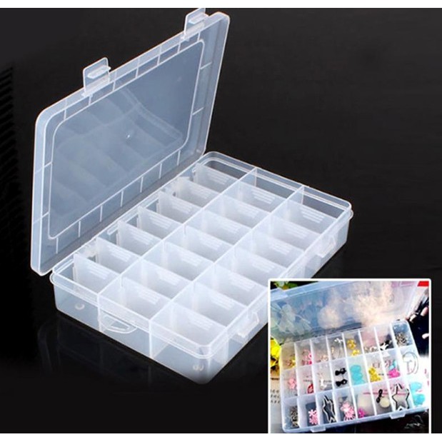 Hộp Nhựa Đựng Đồ Trang Sức 24 Ngăn Nhỏ