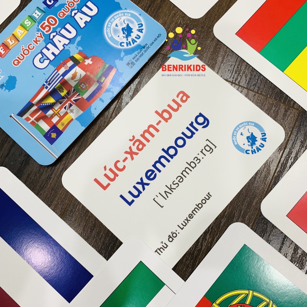 Bộ Thẻ Học Song Ngữ Quốc Kỳ Các Quốc Gia Trên Thế Giới- CHÂU ÂU  Flaschcard Kèm Hình Ảnh Sinh Động