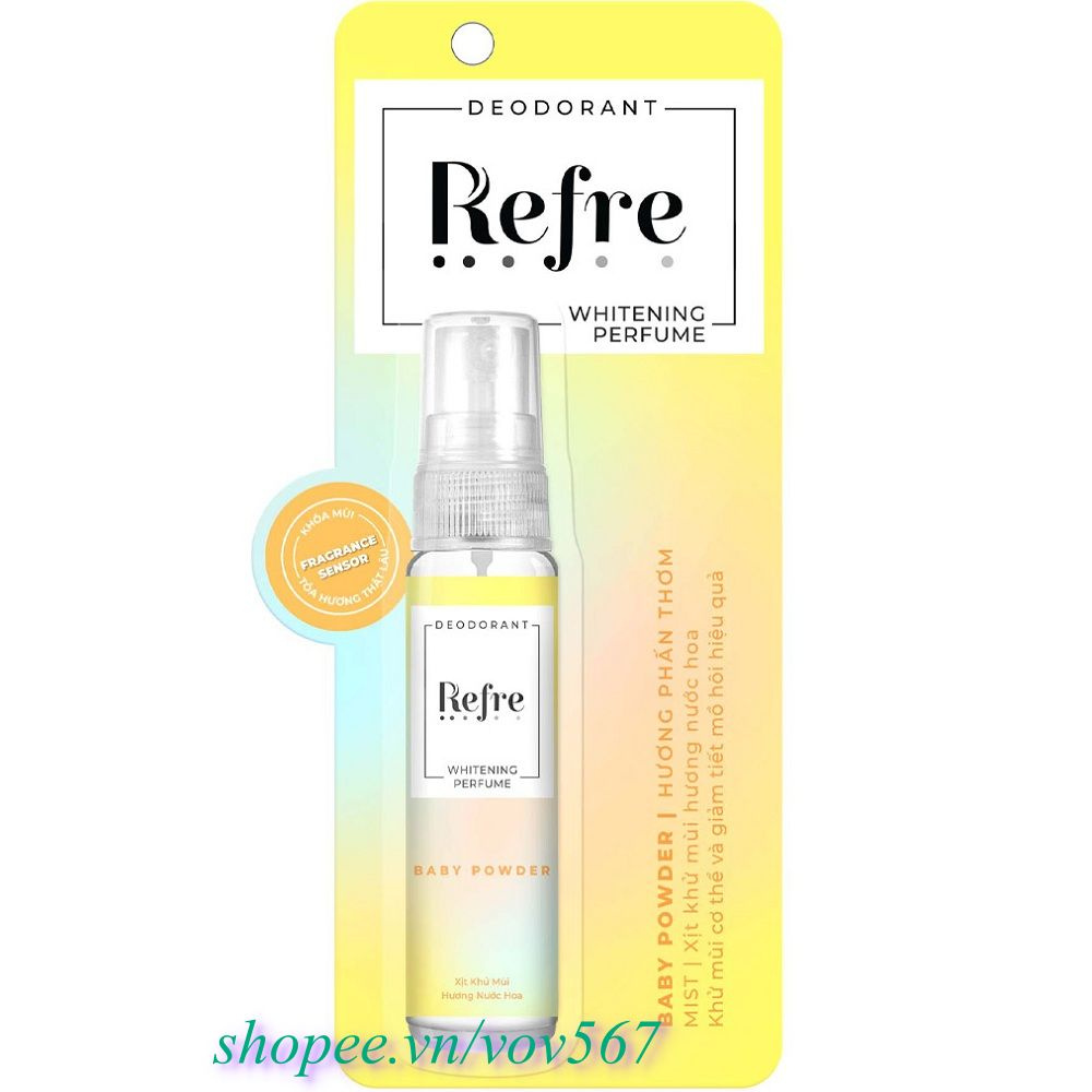 Xịt Khử Mùi Refre 30Ml Dưỡng Sáng Da Với Nhiều Hương Thơm Giúp Bạn Dễ Lựa Chọn Hơn, vov567 100% Là Hàng Chính Hãng.