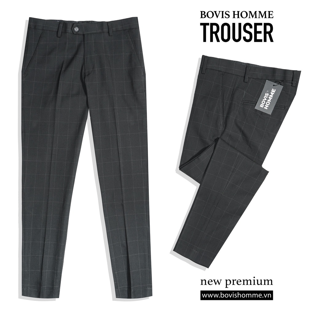 Quần tây nam Bovis Homme, mã QT133, màu đen, form slim, chất liệu 95% cotton 5% spandex, mặt vải dày dặn, đứng form