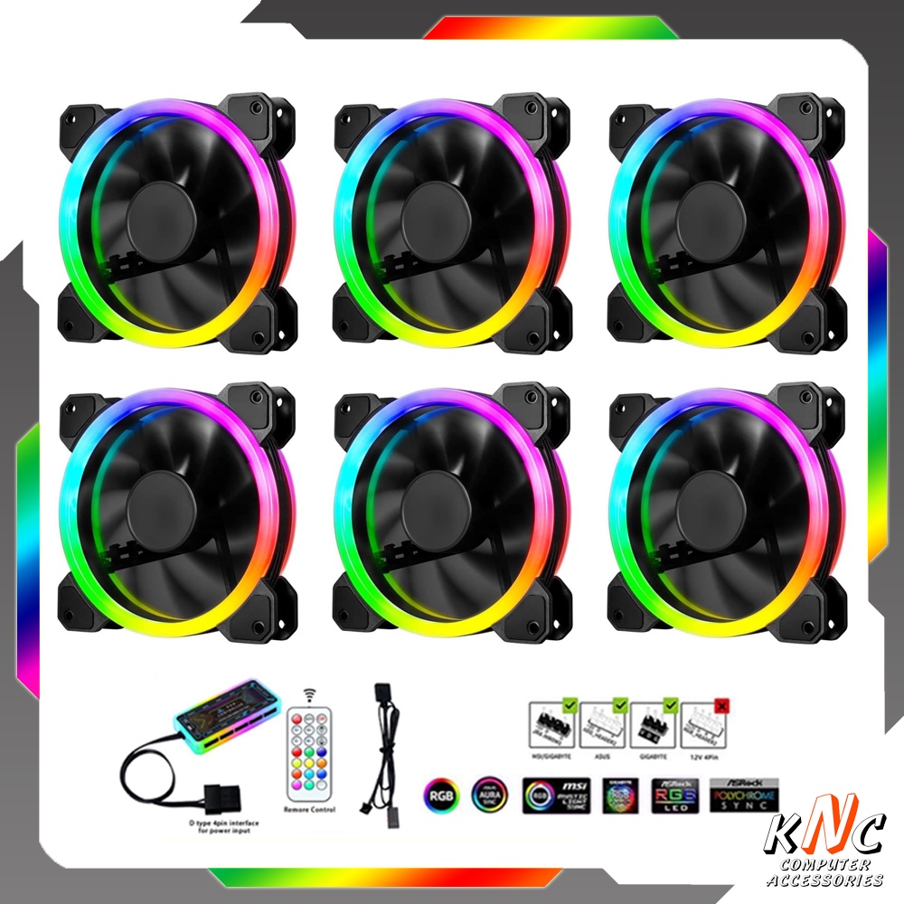 Bộ Quạt Tản Nhiệt Fan Led RGB V2 Cánh Đen Dual Ring Đồng Bộ Mainboard - Hub Quạt Coolmoon Tomato Xigmateks