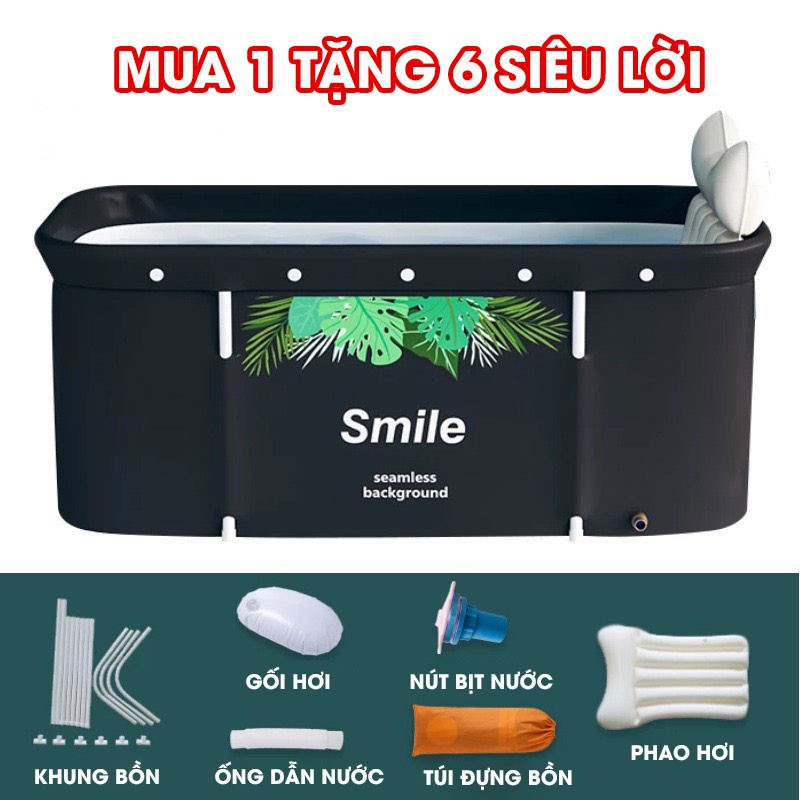 Bồn tắm gấp gọn dành cho người lớn, chất vải Oxford dày dặn chống thấm, cách nhiệt lên đến 3 giờ, kích thước 120x55x50cm