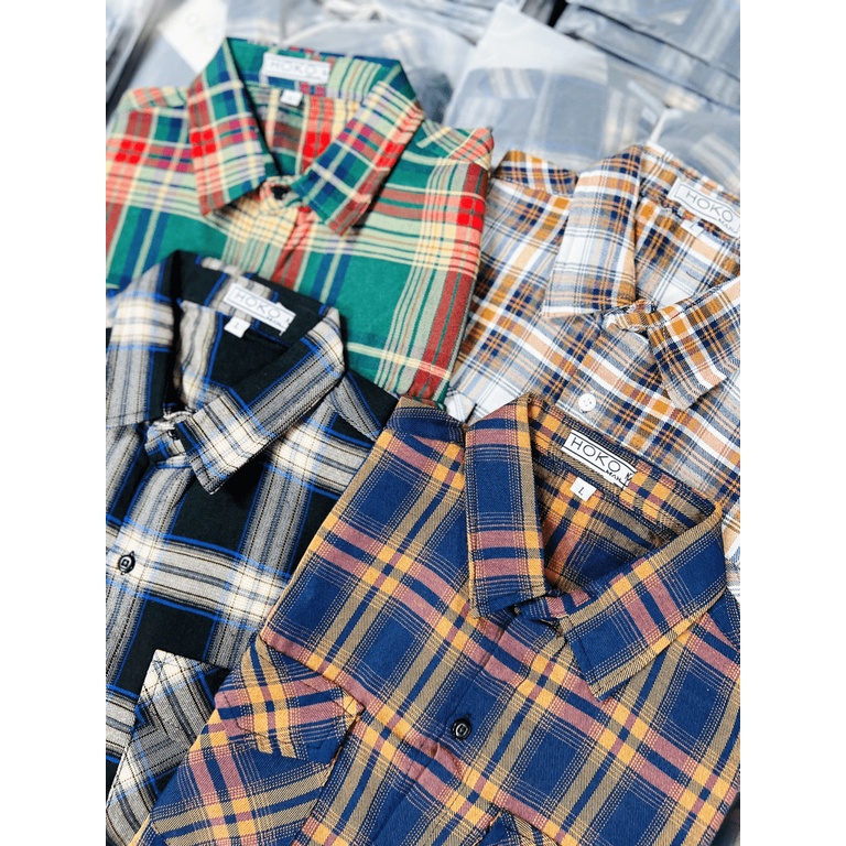 Áo Sơ Mi Nam Tay Ngắn Vải Nỉ Caro Siêu Mềm Có Túi Hộp Phối Sọc Trơn Phong Cách Trẻ Trung Hot Trend Mới [NEW UNISEX]