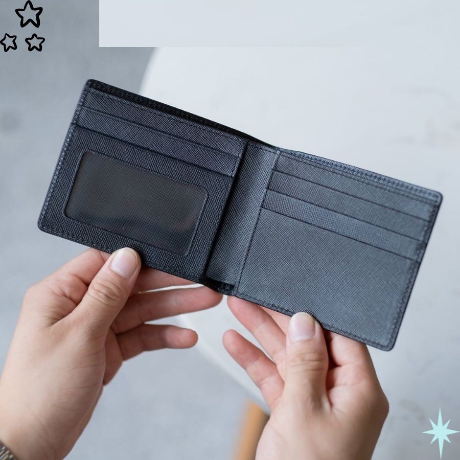 Ví Ngang Nam Mini Da Bò Thật Kiểu Dáng Trẻ Trung Độc Đáo, Bóp Đựng Cosmos Tiền Thẻ Saffiano - Leli_store