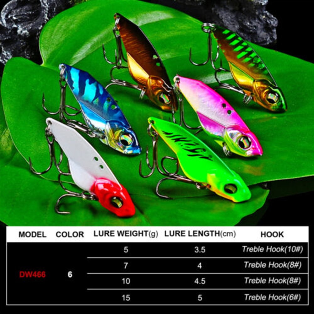 Mồi câu cá nhân tạo có lưỡi câu kim loại VIB 5g/7g/10g/15g 3D