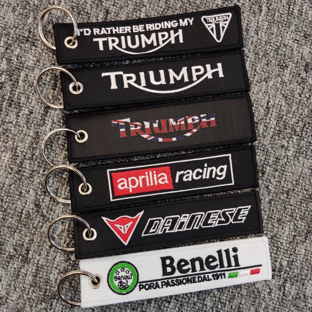 Móc chìa khóa vải thêu hình Ducati Harley Vespa KTM 13x3 cá tính