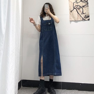 [HÀNG SẴN] (ảnh thật ở cuối) VÁY YẾM JEAN XẺ